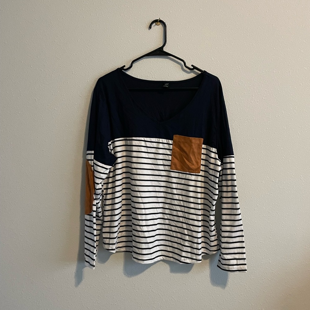 SHEIN Navy & White Striped Top “Size 1X”